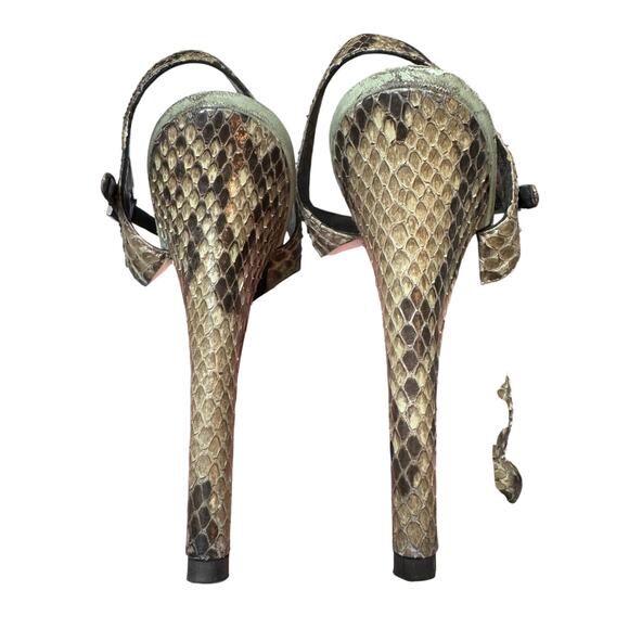 Auth. Fendi Python Snakeskin Bubble Platform Heel Sandals Size 36.5 W/Dust Bags - Picture 10 of 15